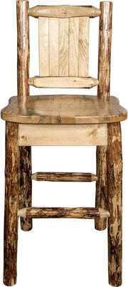 Montana Woodworks Glacier Country Collection Counter Height Barstool with Back - Laser Engraved Design-Rustic Furniture Marketplace