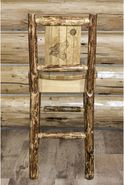 Montana Woodworks Glacier Country Collection Counter Height Barstool with Back - Laser Engraved Design-Rustic Furniture Marketplace
