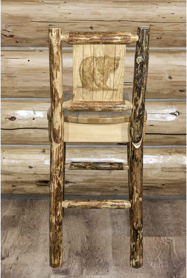 Montana Woodworks Glacier Country Collection Counter Height Barstool with Back - Laser Engraved Design-Rustic Furniture Marketplace