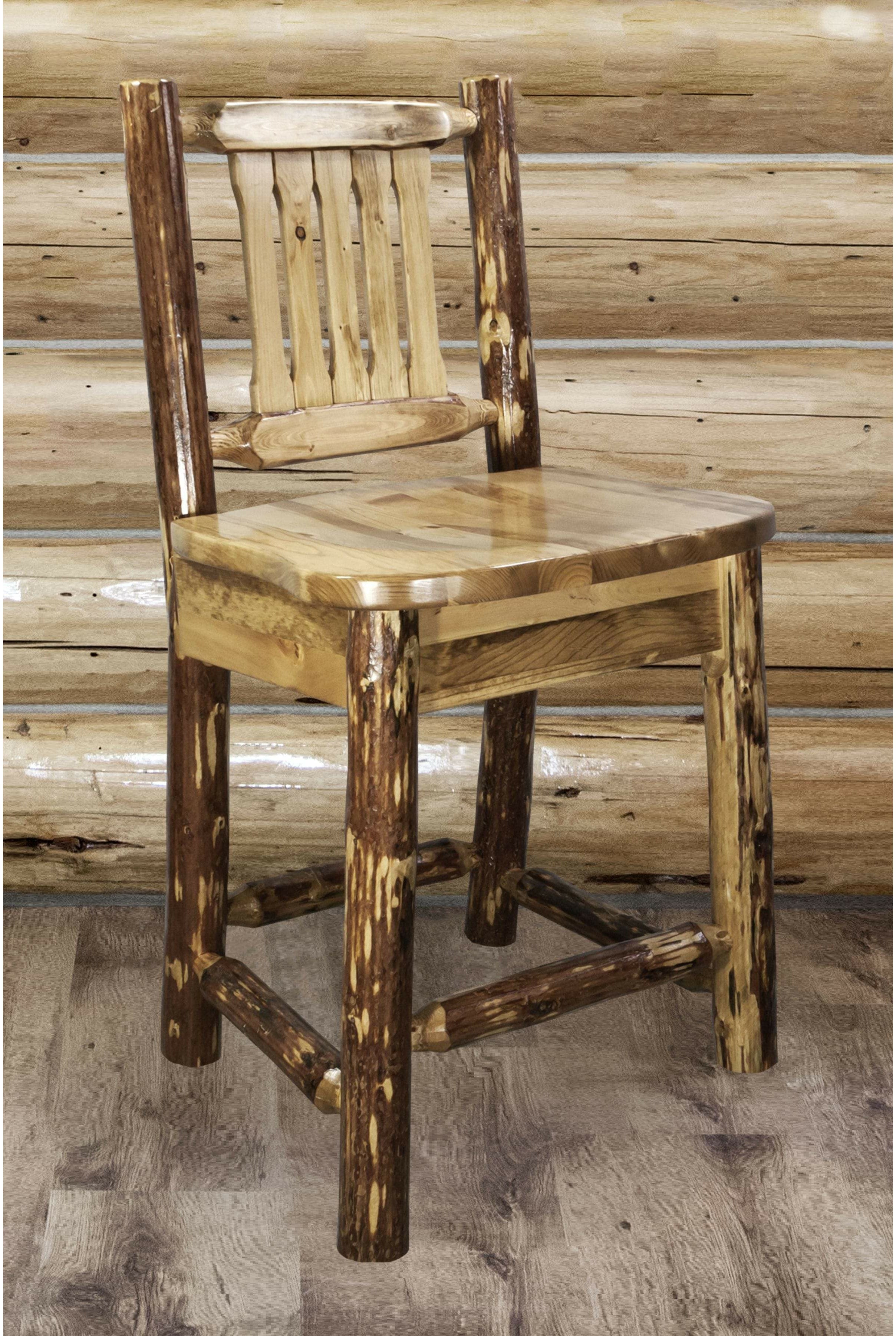 Montana Woodworks Glacier Country Collection Counter Height Barstool with Back-Rustic Furniture Marketplace