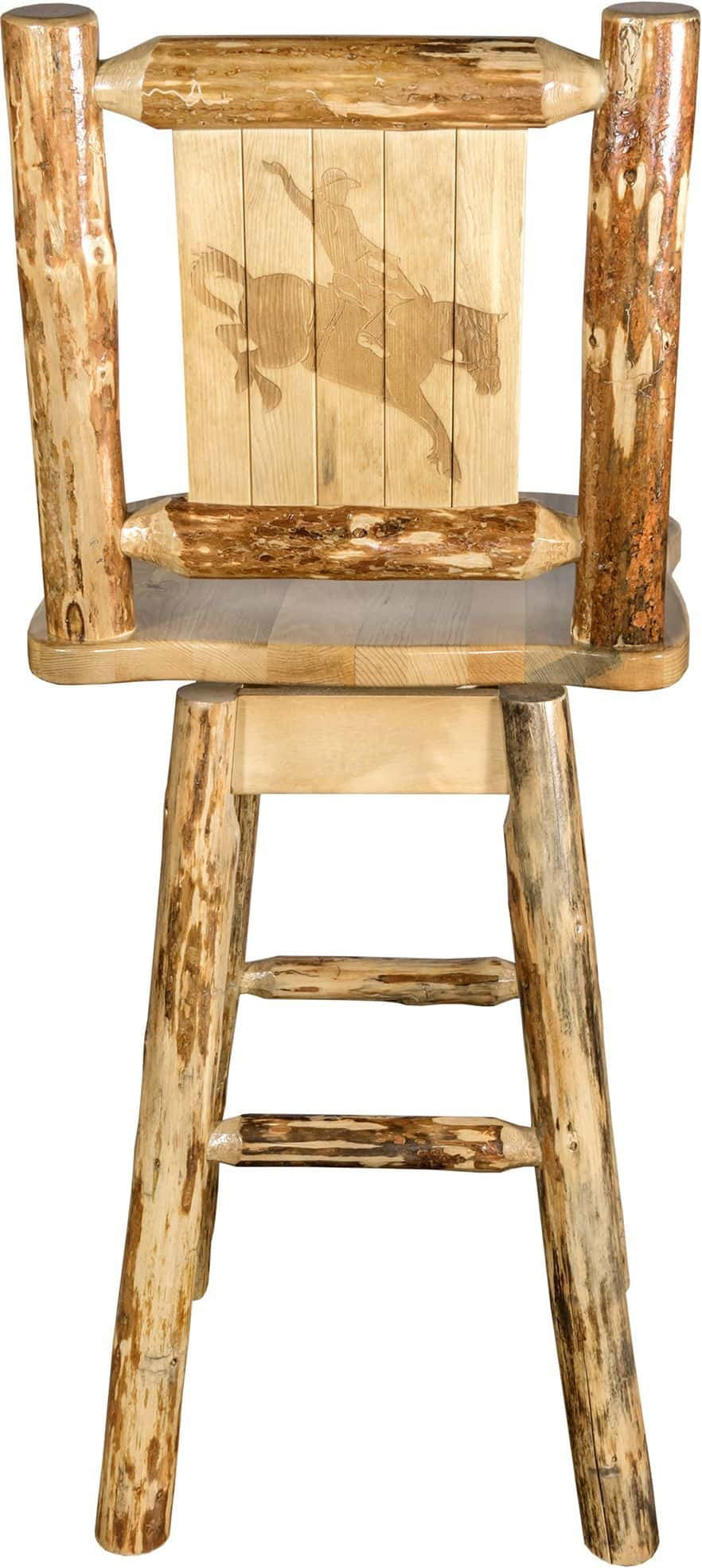 Montana Woodworks Glacier Country Collection Counter Height Barstool with Back & Swivel - Laser Engraved Design-Rustic Furniture Marketplace