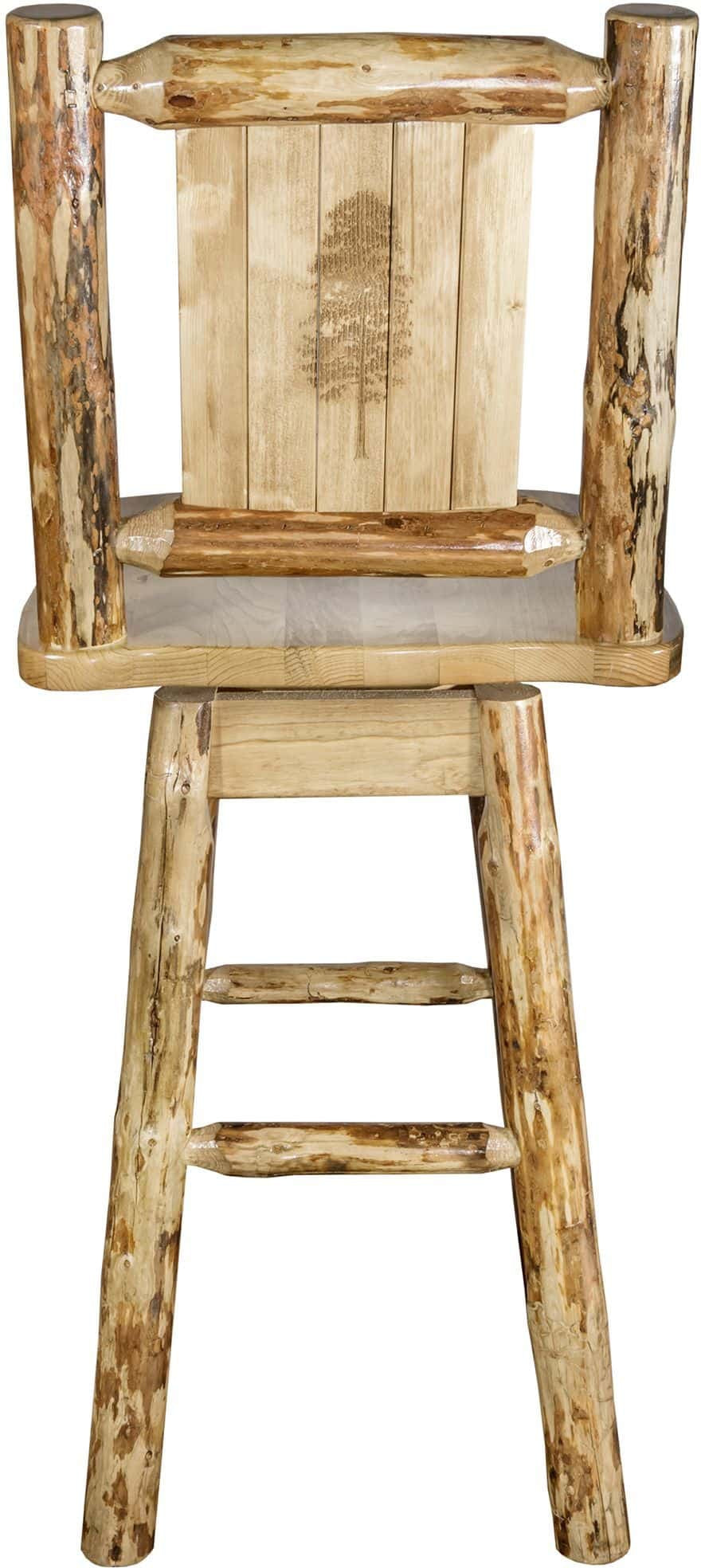 Montana Woodworks Glacier Country Collection Counter Height Barstool with Back & Swivel - Laser Engraved Design-Rustic Furniture Marketplace