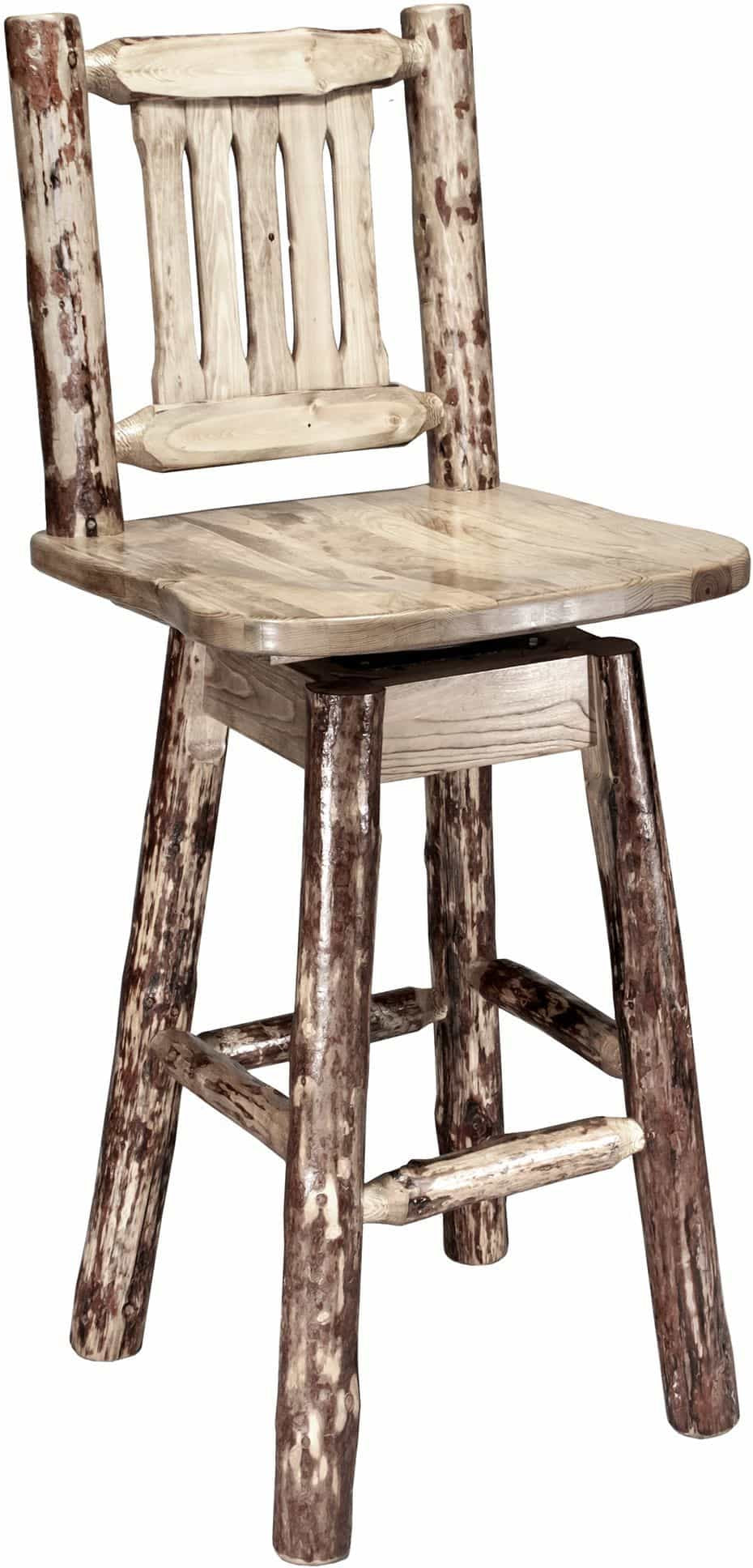 Montana Woodworks Glacier Country Collection Counter Height Barstool with Back & Swivel-Rustic Furniture Marketplace