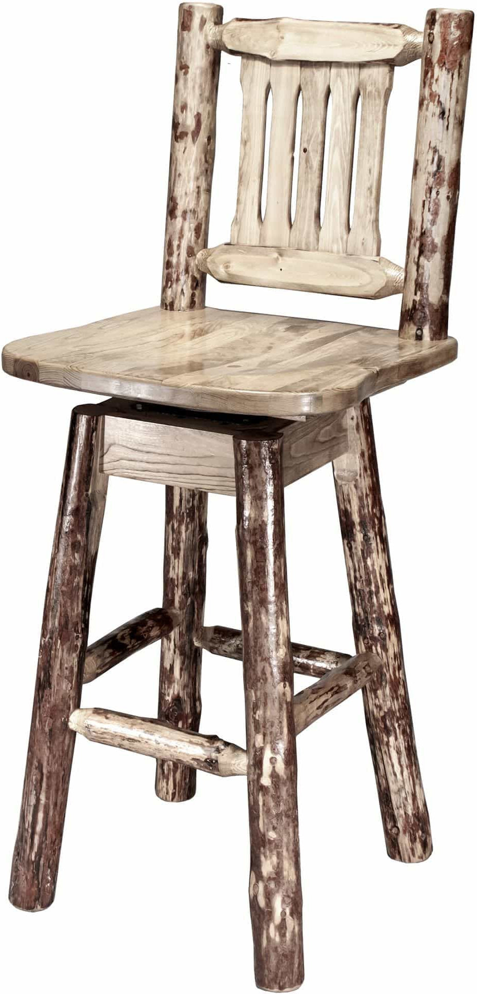 Montana Woodworks Glacier Country Collection Counter Height Barstool with Back & Swivel-Rustic Furniture Marketplace