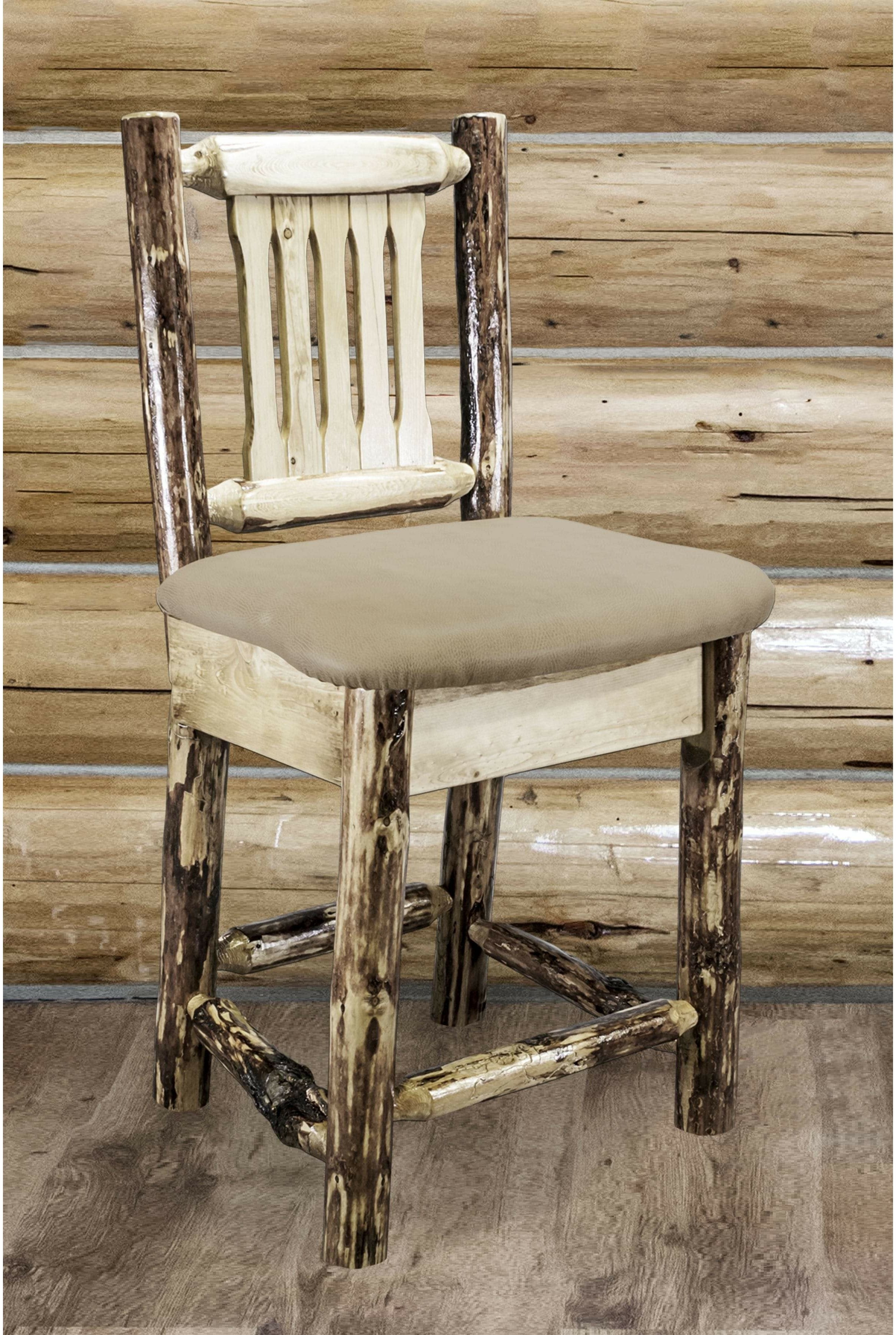 Montana Woodworks Glacier Country Collection Counter Height Barstool with Back & Swivel-Rustic Furniture Marketplace