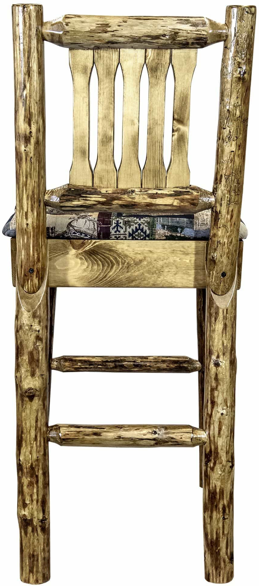Montana Woodworks Glacier Country Collection Counter Height Barstool with Back - Woodland Upholstery-Rustic Furniture Marketplace