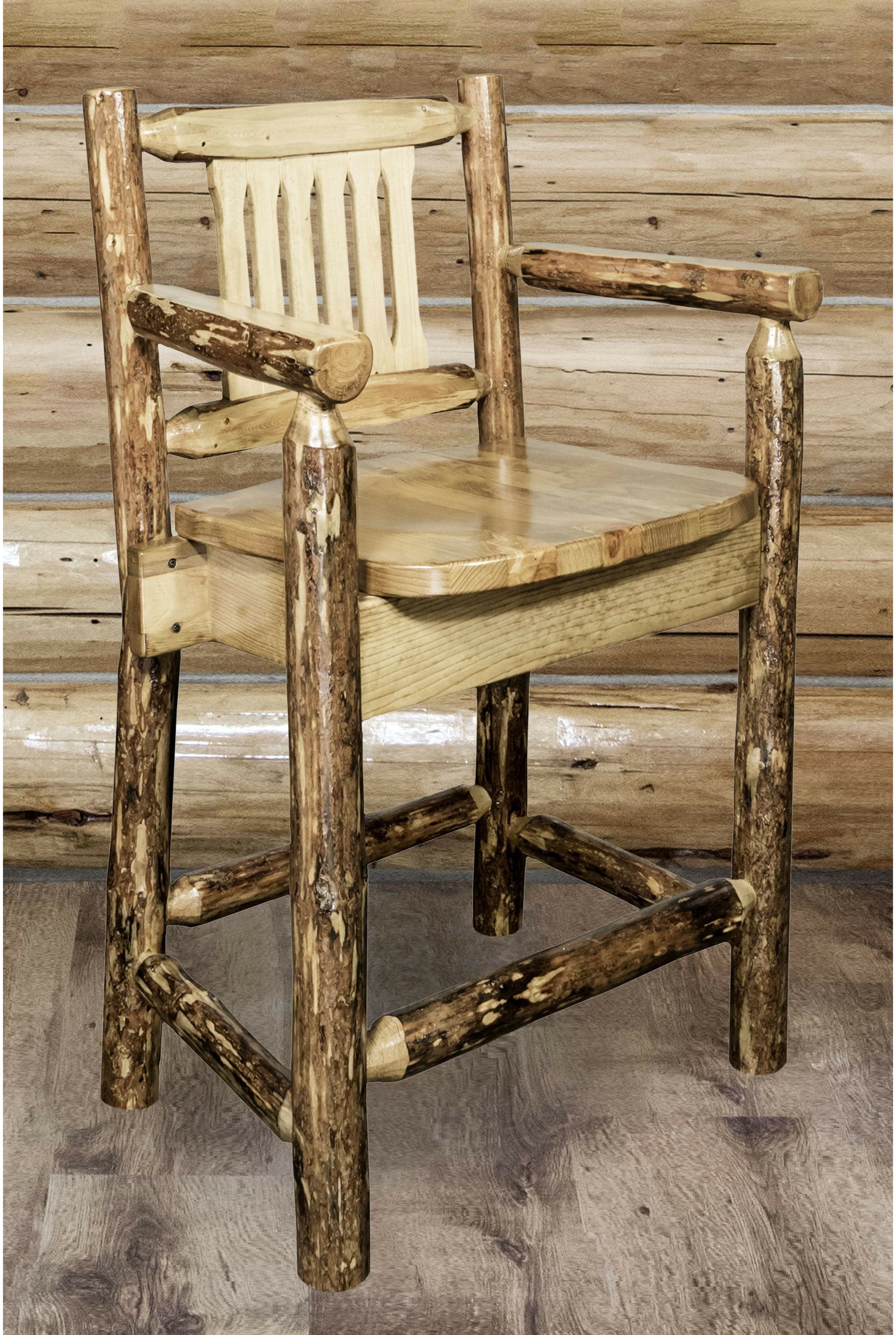 Montana Woodworks Glacier Country Collection Counter Height Captain's Barstool-Rustic Furniture Marketplace