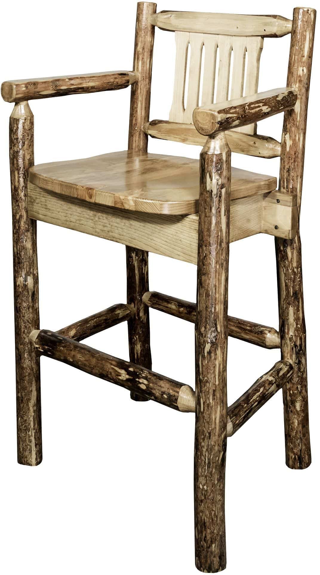 Montana Woodworks Glacier Country Collection Counter Height Captain's Barstool-Rustic Furniture Marketplace