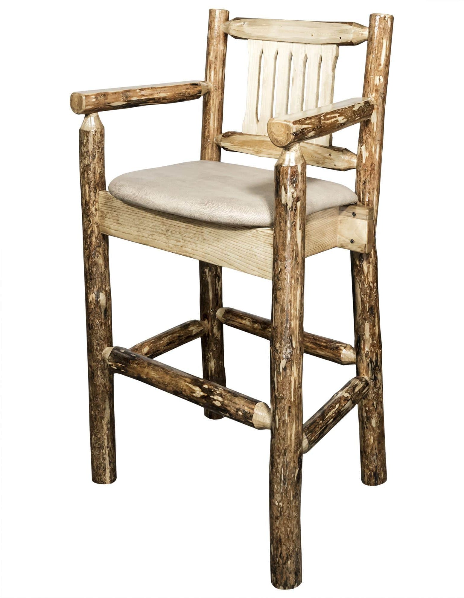 Montana Woodworks Glacier Country Collection Counter Height Captain's Barstool with Seat Pattern-Rustic Furniture Marketplace