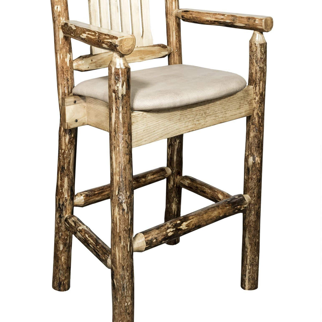 Montana Woodworks Glacier Country Collection Counter Height Captain's Barstool with Seat Pattern-Rustic Furniture Marketplace