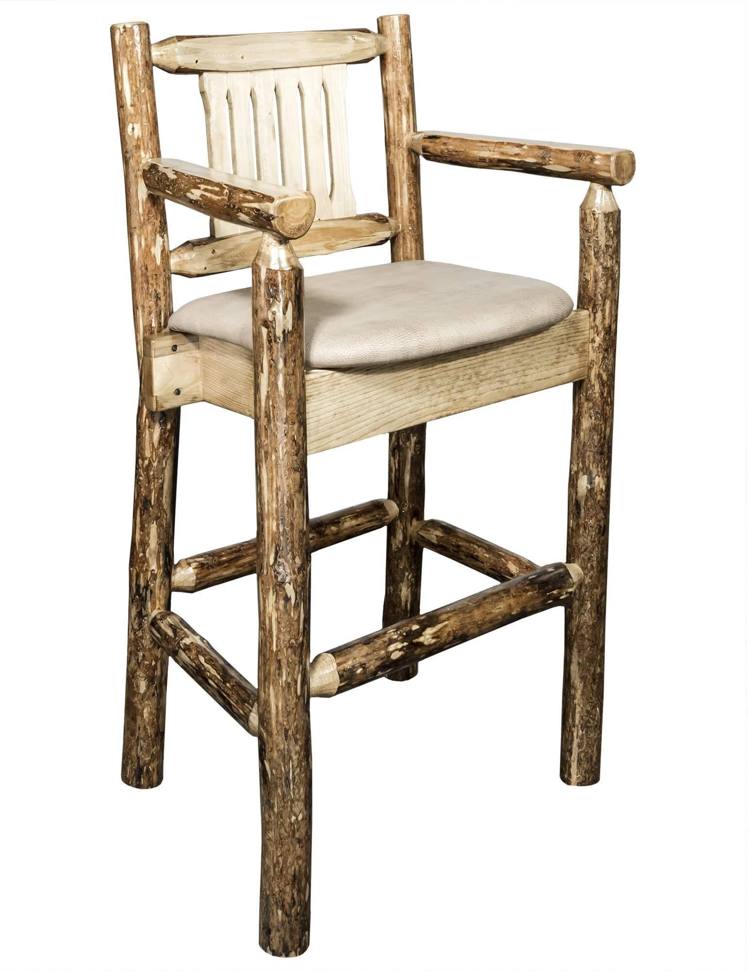 Montana Woodworks Glacier Country Collection Counter Height Captain's Barstool with Seat Pattern-Rustic Furniture Marketplace