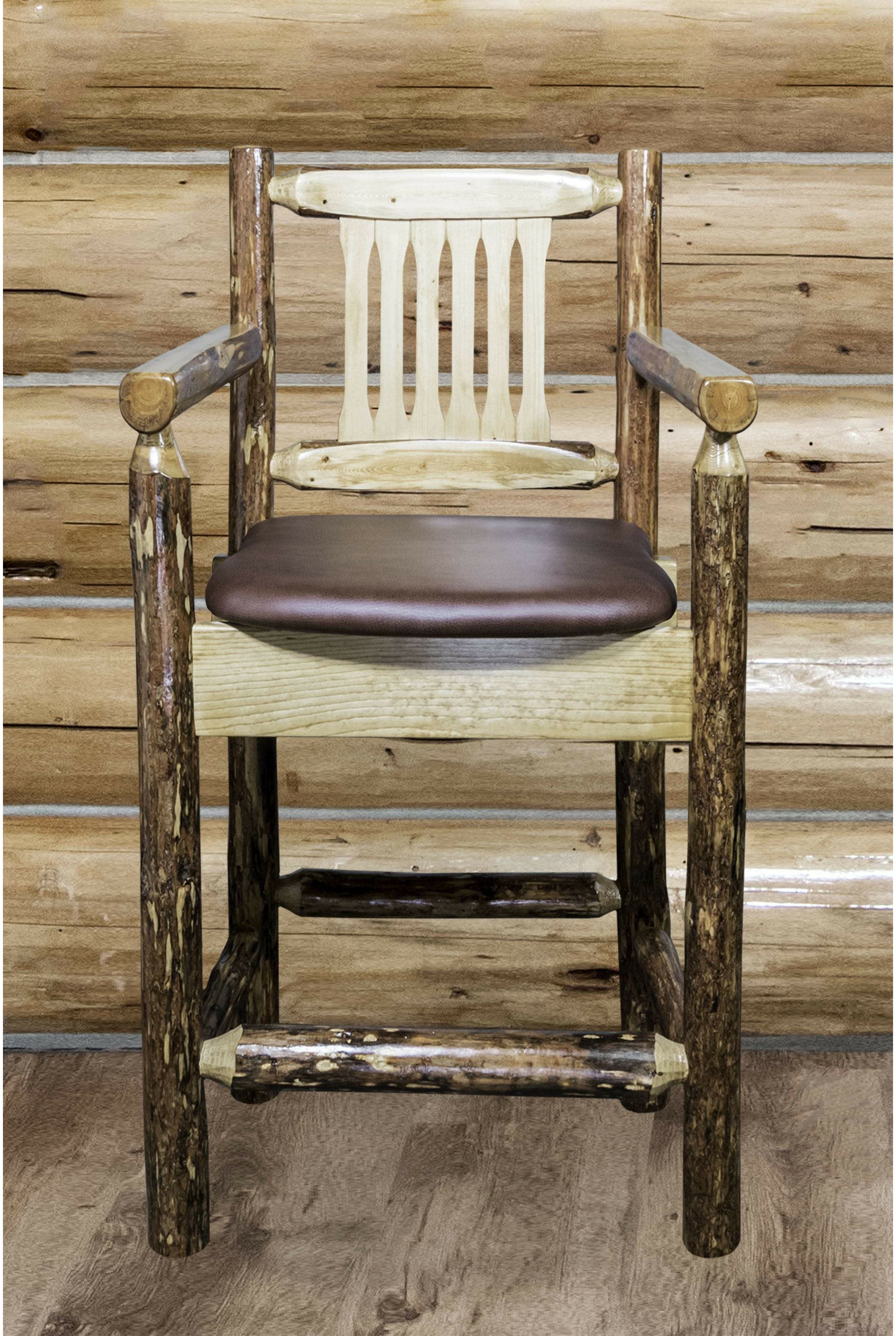 Montana Woodworks Glacier Country Collection Counter Height Captain's Barstool with Seat Pattern-Rustic Furniture Marketplace