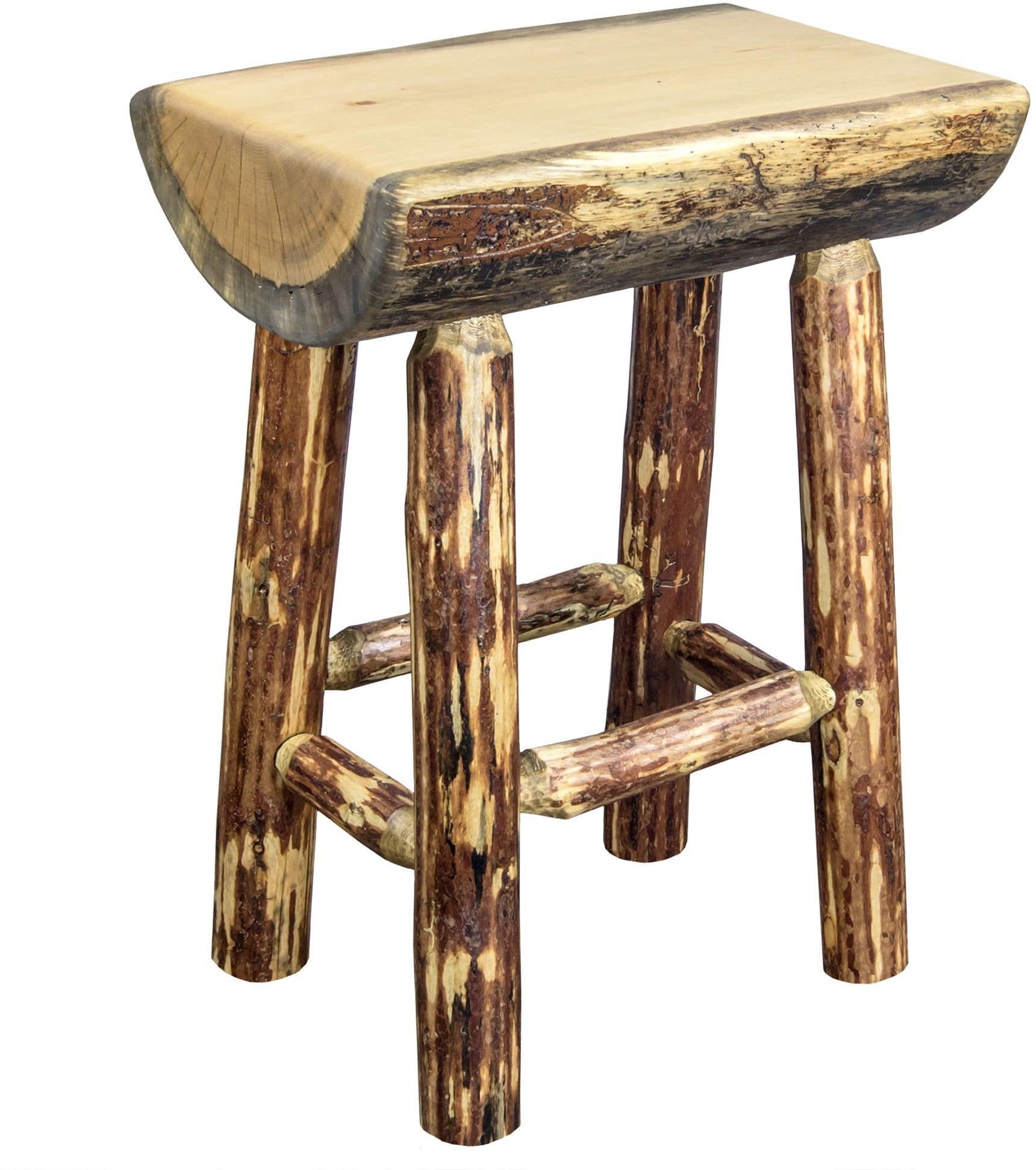 Montana Woodworks Glacier Country Collection Counter Height Half Log Barstool-Rustic Furniture Marketplace