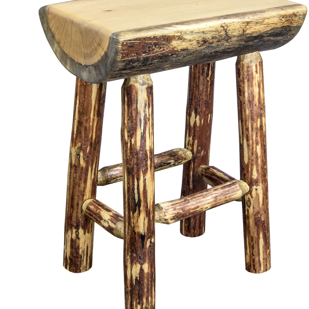 Montana Woodworks Glacier Country Collection Counter Height Half Log Barstool-Rustic Furniture Marketplace