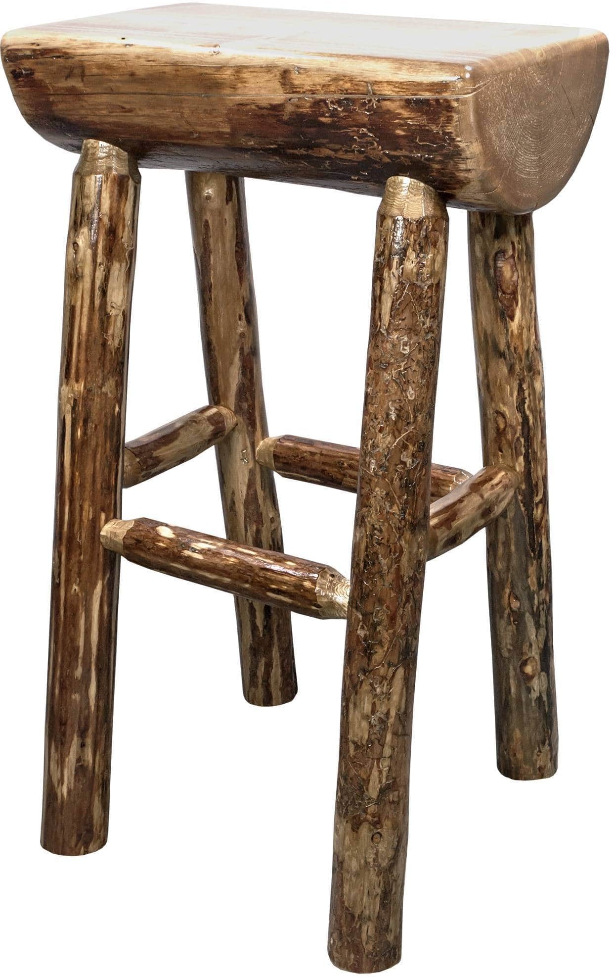 Montana Woodworks Glacier Country Collection Counter Height Half Log Barstool-Rustic Furniture Marketplace