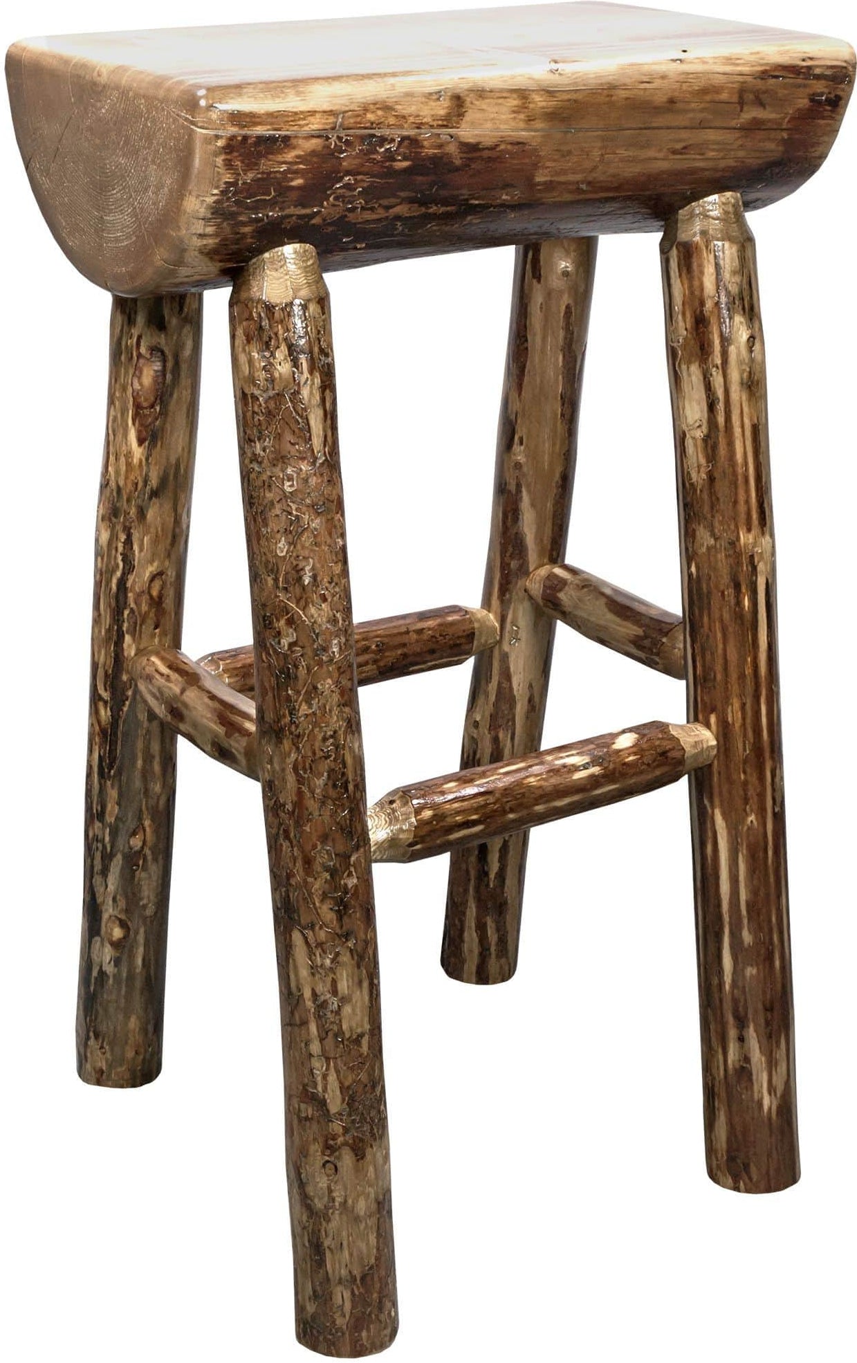 Montana Woodworks Glacier Country Collection Counter Height Half Log Barstool-Rustic Furniture Marketplace