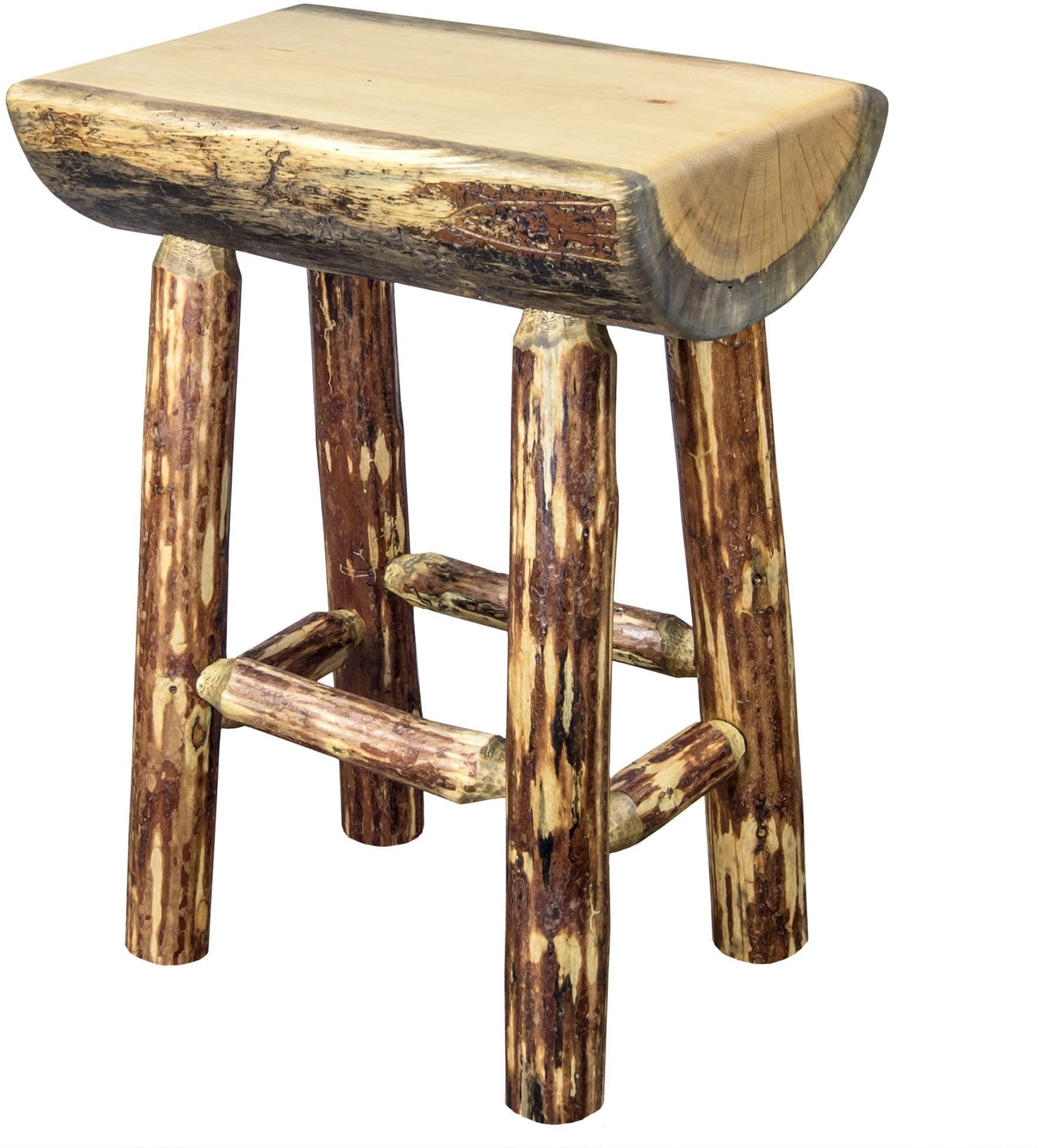 Montana Woodworks Glacier Country Collection Counter Height Half Log Barstool-Rustic Furniture Marketplace