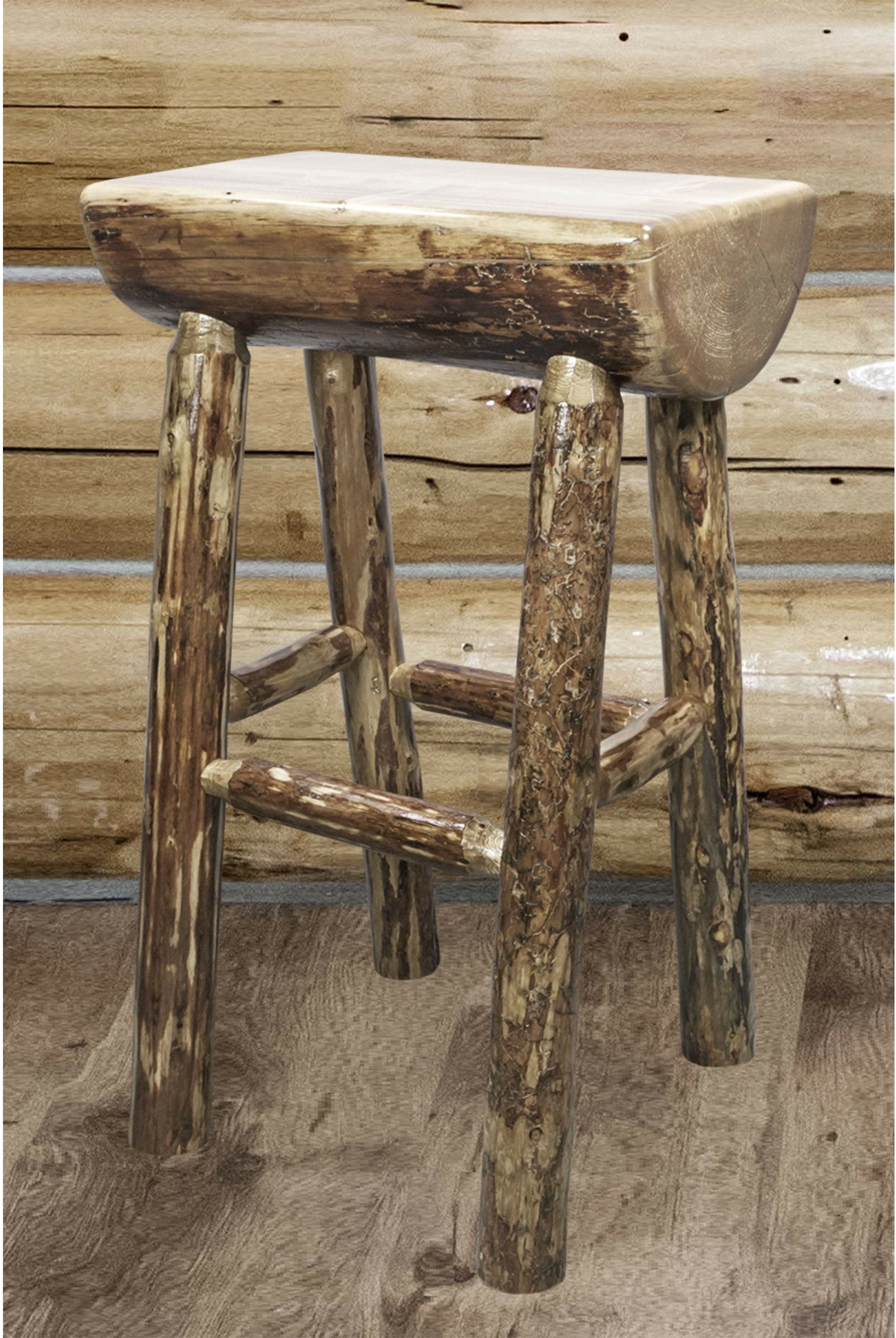 Montana Woodworks Glacier Country Collection Counter Height Half Log Barstool-Rustic Furniture Marketplace