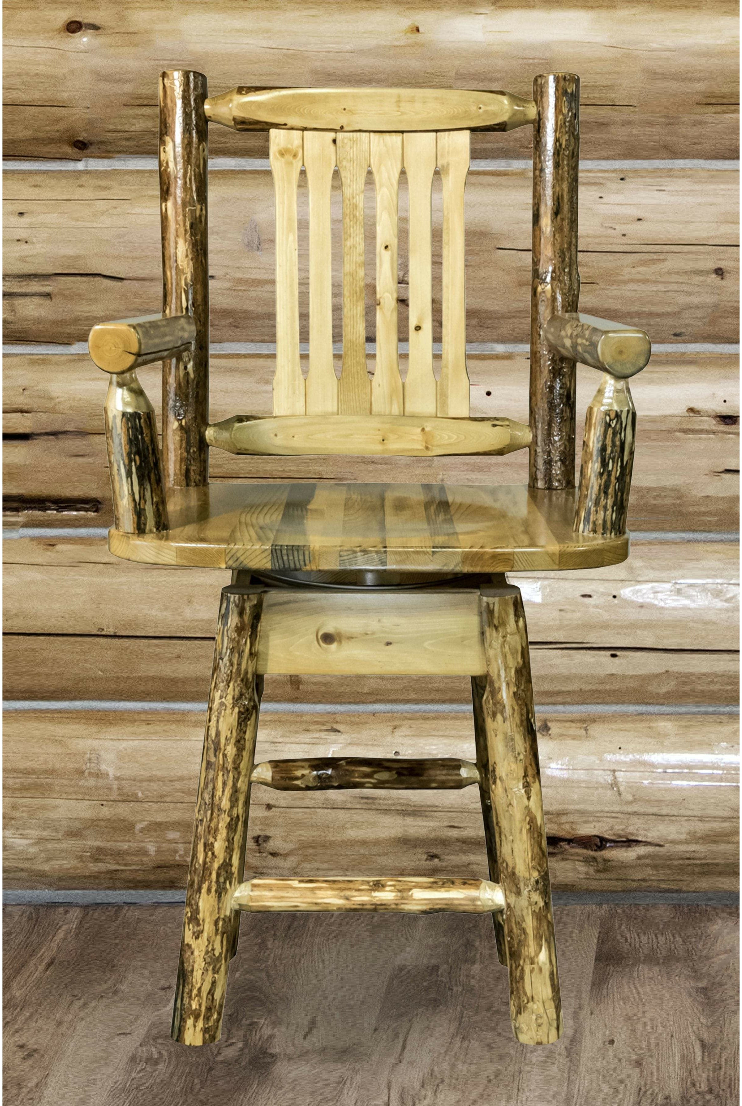 Montana Woodworks Glacier Country Collection Counter Height Swivel Captain's Barstool-Rustic Furniture Marketplace