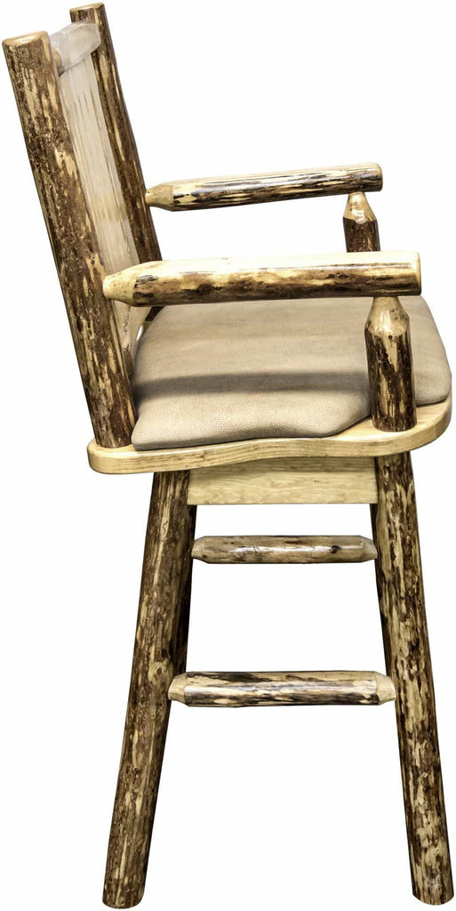 Montana Woodworks Glacier Country Collection Counter Height Swivel Captain's Barstool with Patterns-Rustic Furniture Marketplace