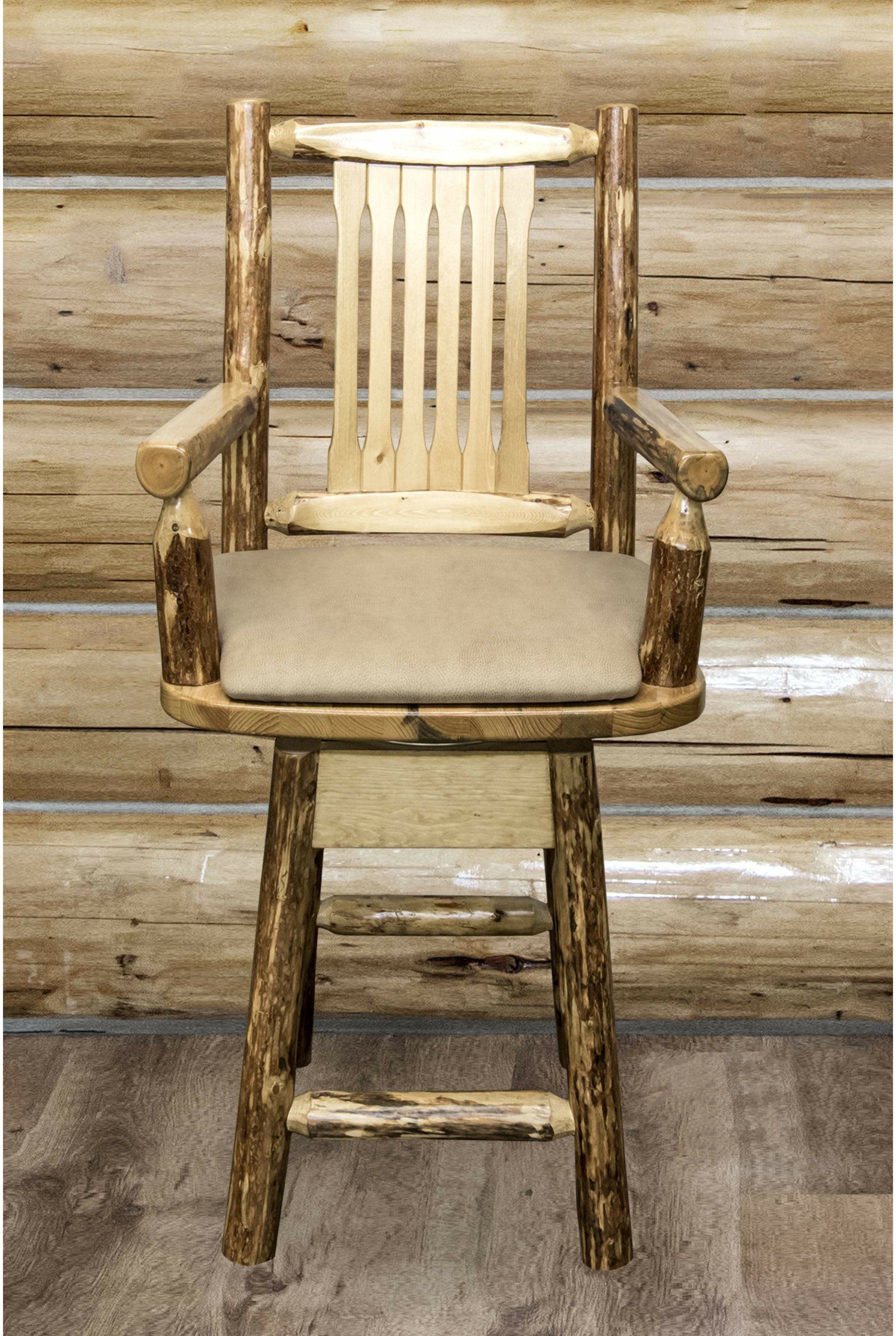 Montana Woodworks Glacier Country Collection Counter Height Swivel Captain's Barstool with Patterns-Rustic Furniture Marketplace