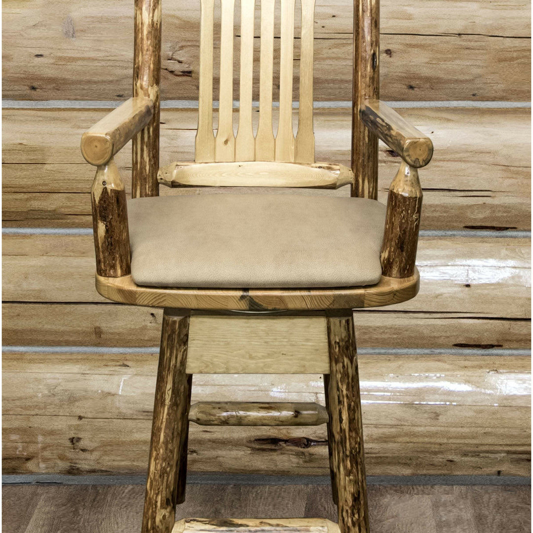 Montana Woodworks Glacier Country Collection Counter Height Swivel Captain's Barstool with Patterns-Rustic Furniture Marketplace