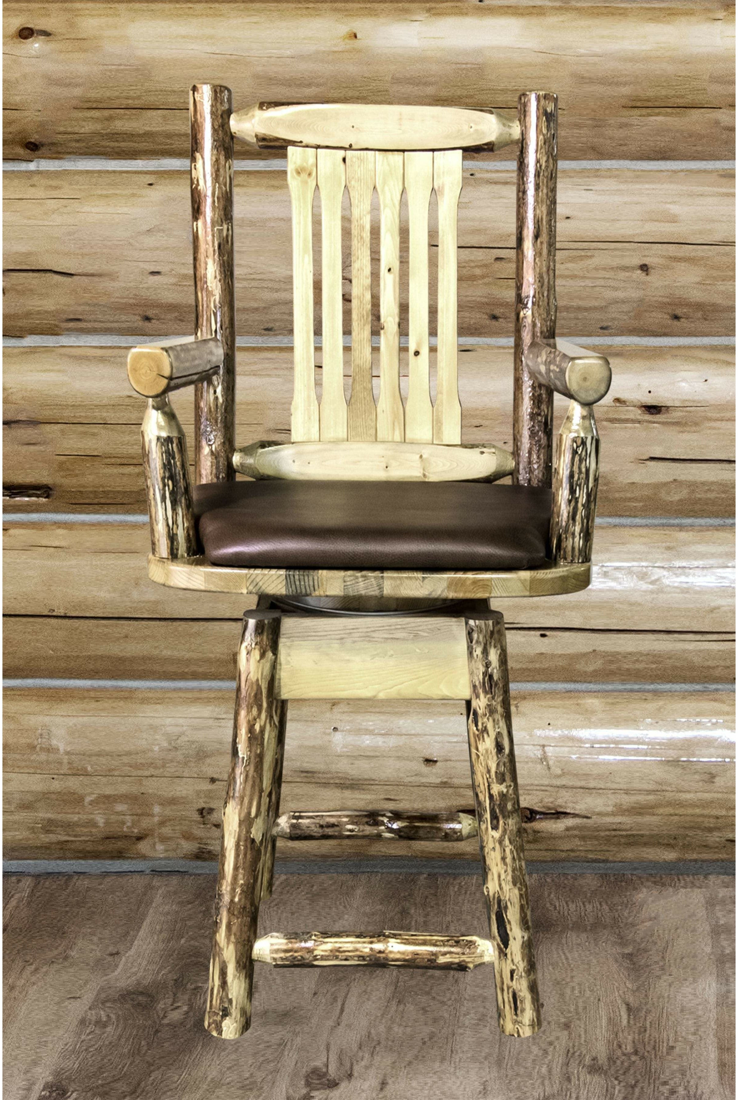 Montana Woodworks Glacier Country Collection Counter Height Swivel Captain's Barstool with Patterns-Rustic Furniture Marketplace