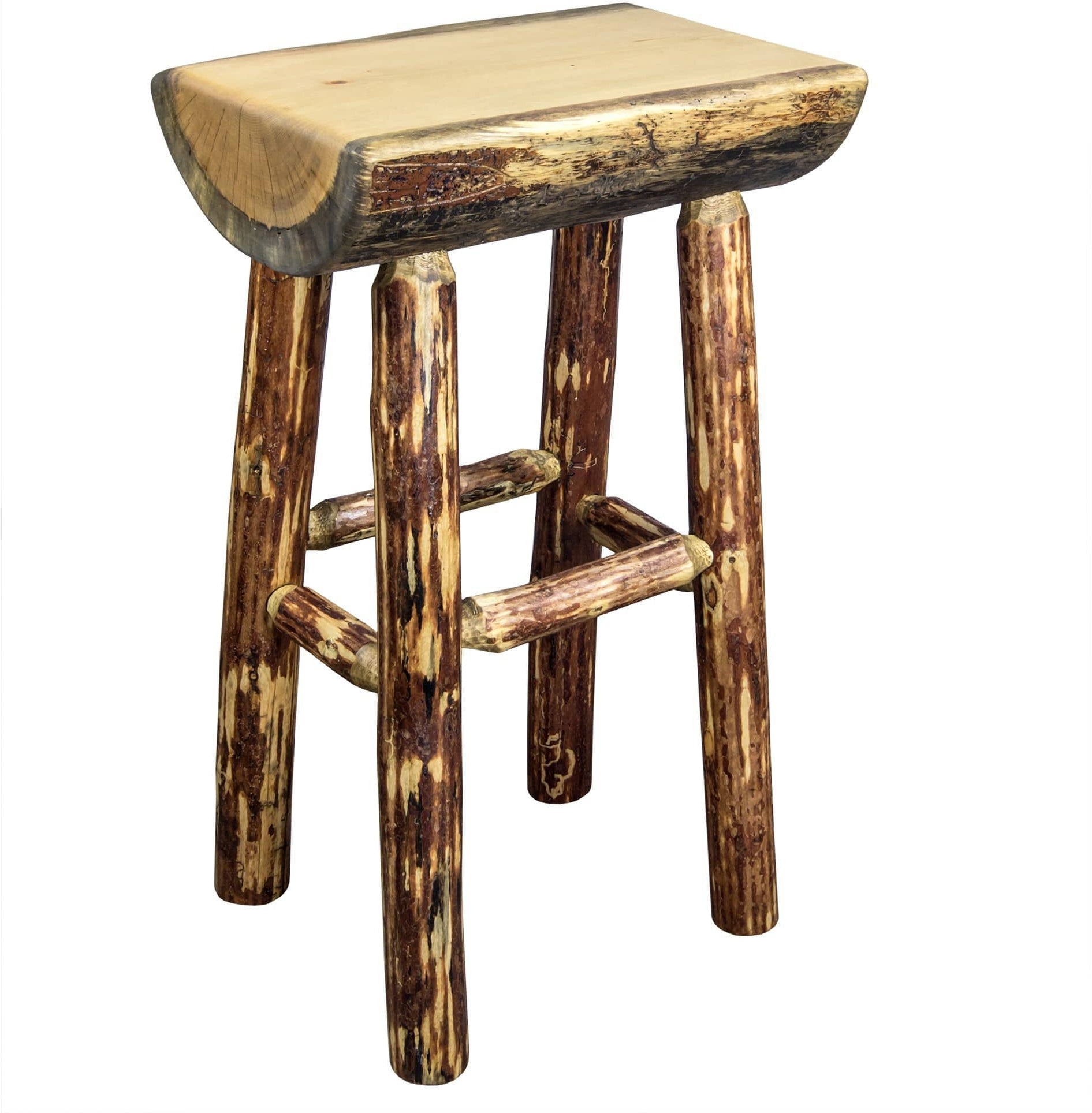 Montana Woodworks Glacier Country Collection Half Log Barstool-Rustic Furniture Marketplace