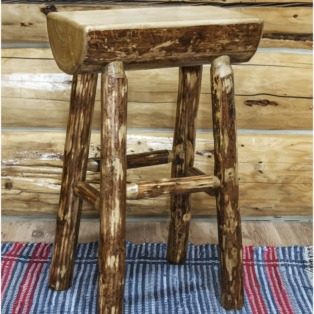 Montana Woodworks Glacier Country Collection Half Log Barstool-Rustic Furniture Marketplace