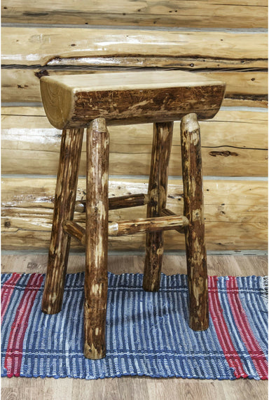 Montana Woodworks Glacier Country Collection Half Log Barstool-Rustic Furniture Marketplace