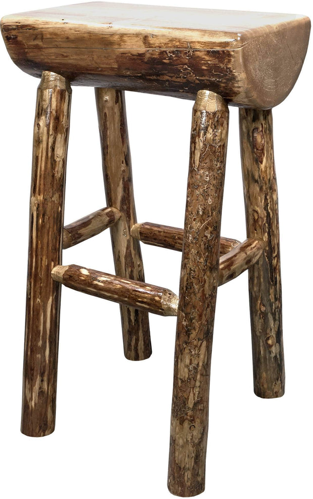Montana Woodworks Glacier Country Collection Half Log Barstool-Rustic Furniture Marketplace