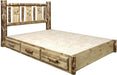 Montana Woodworks Glacier Country Collection King Storage Platform Bed with Laser Engraved Design-Rustic Furniture Marketplace