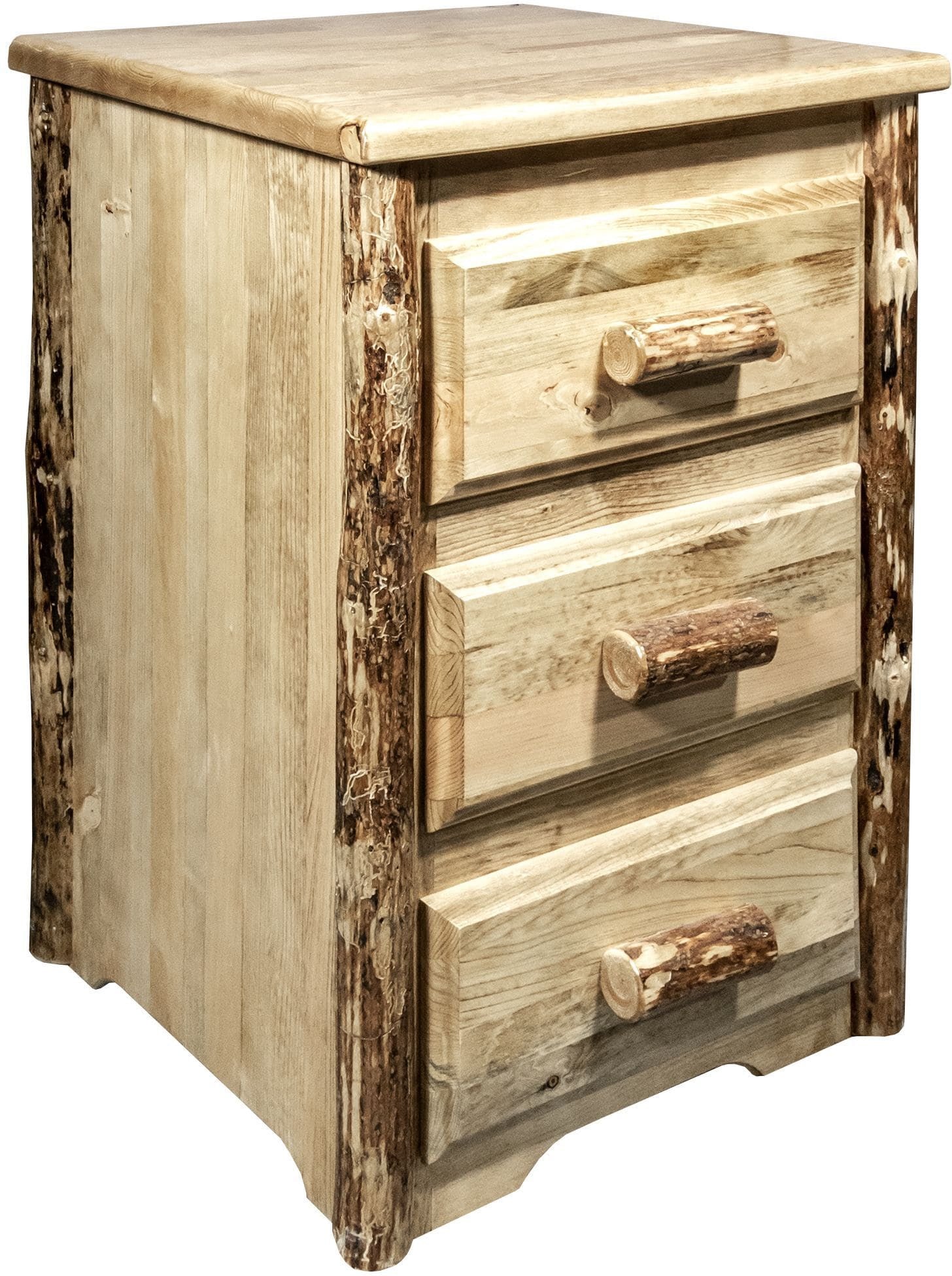 Montana Woodworks Glacier Country Collection Nightstand with 3 Drawers-Rustic Furniture Marketplace