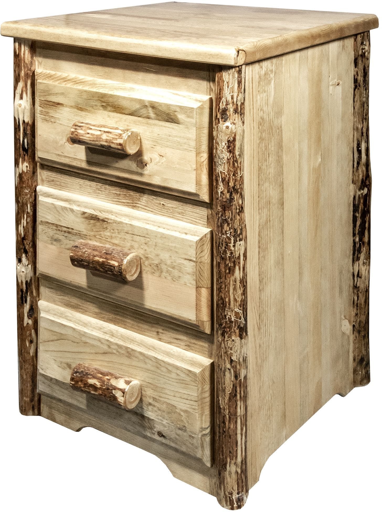 Montana Woodworks Glacier Country Collection Nightstand with 3 Drawers-Rustic Furniture Marketplace