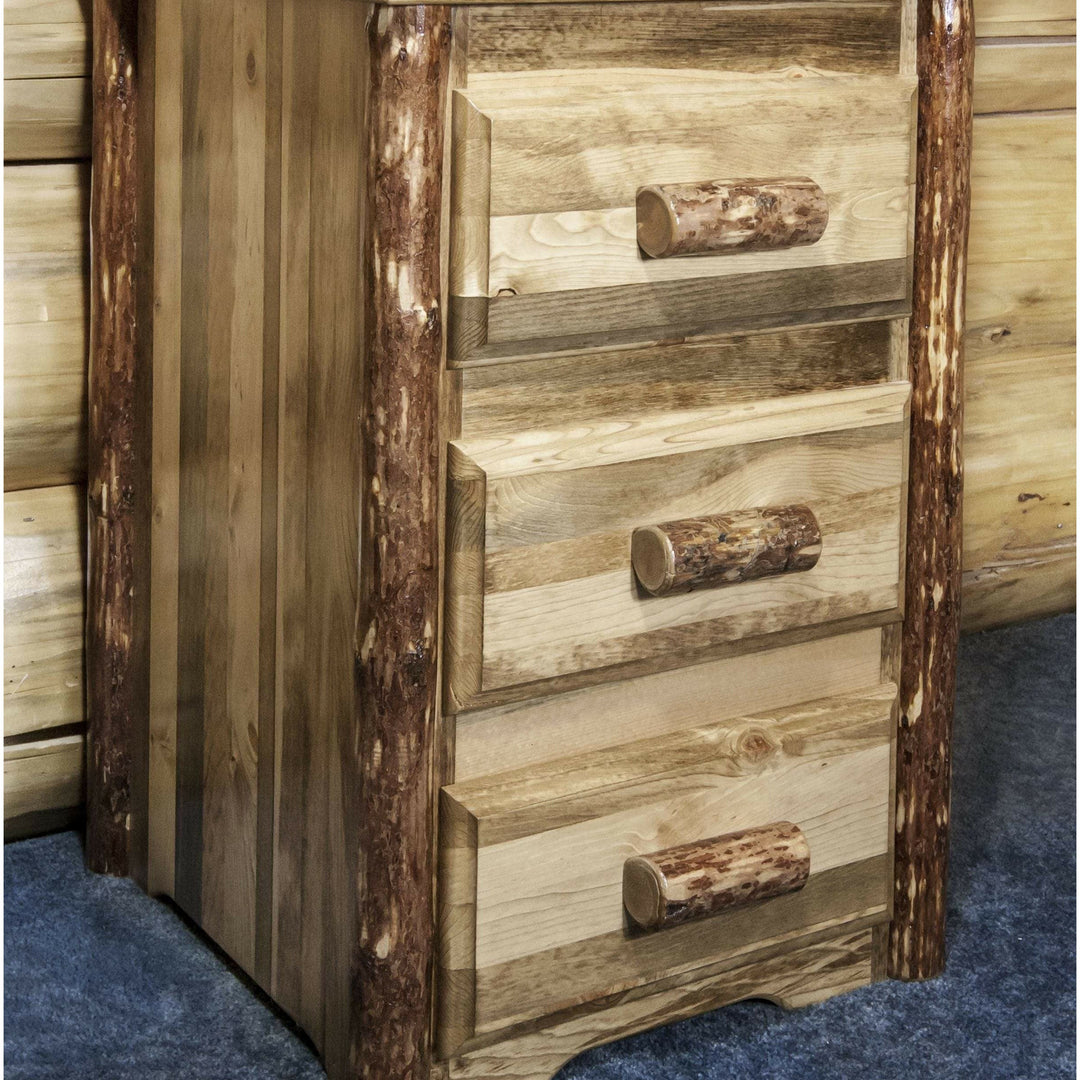 Montana Woodworks Glacier Country Collection Nightstand with 3 Drawers-Rustic Furniture Marketplace