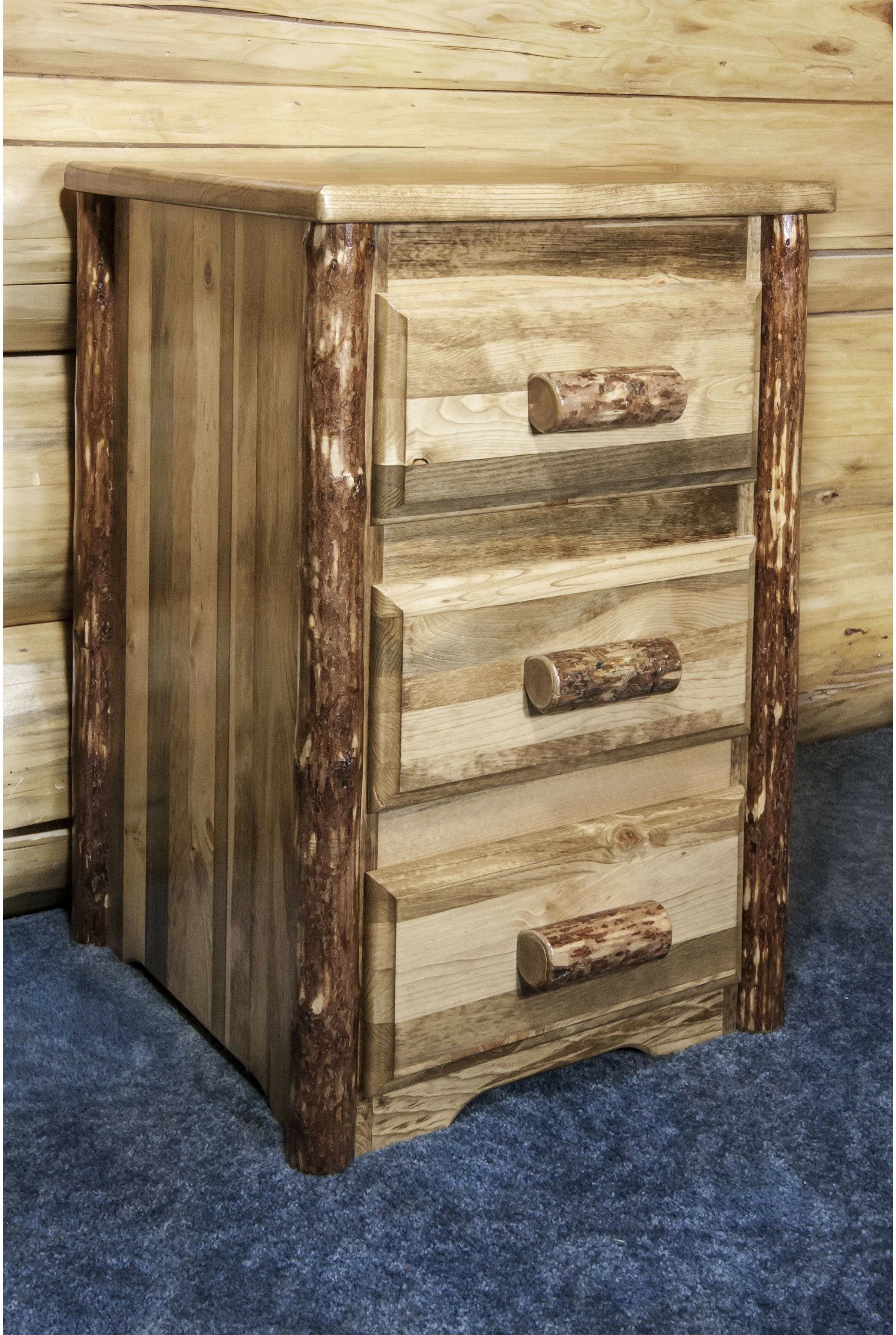 Montana Woodworks Glacier Country Collection Nightstand with 3 Drawers-Rustic Furniture Marketplace