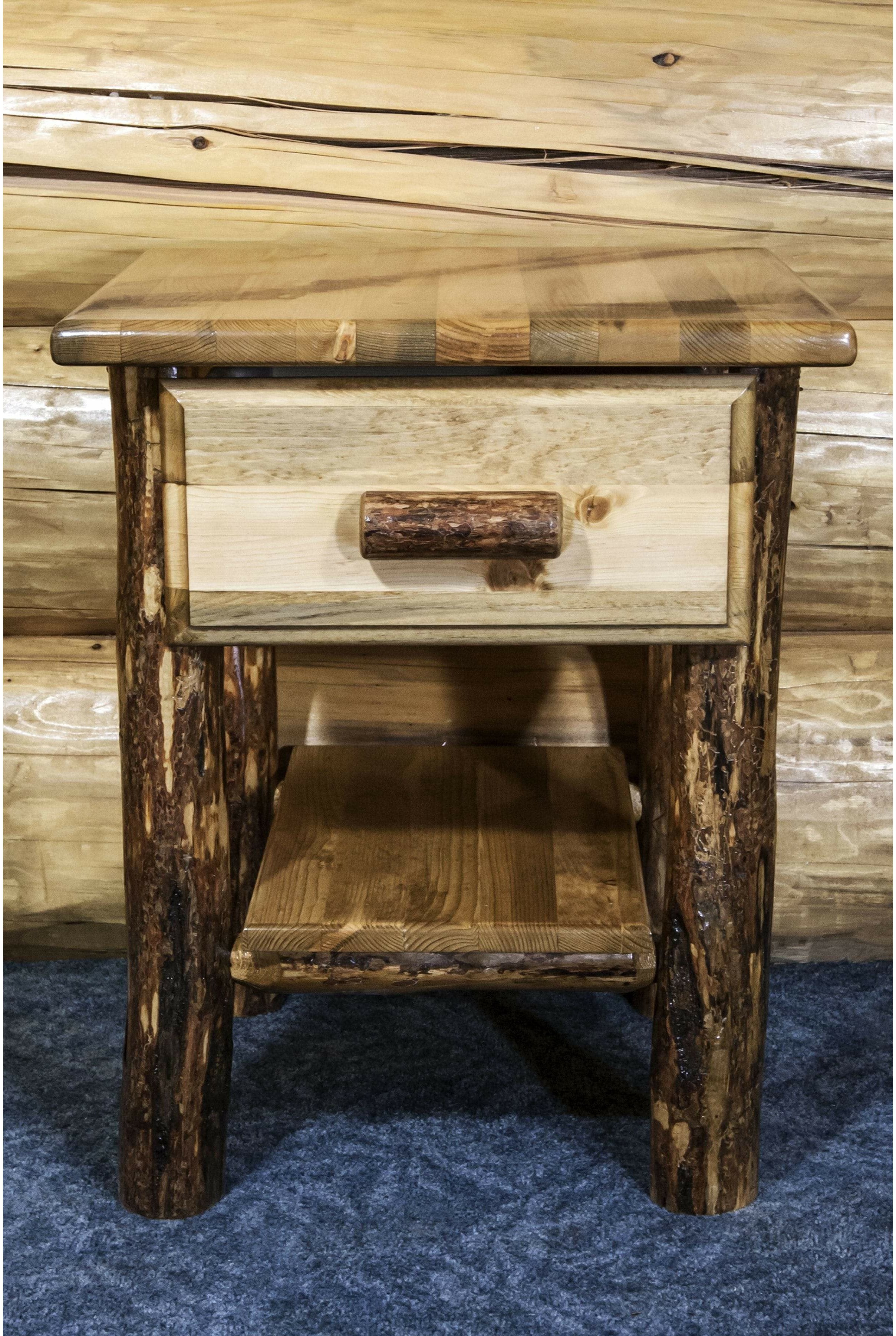 Montana Woodworks Glacier Country Collection Nightstand with Drawer & Shelf-Rustic Furniture Marketplace