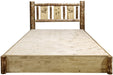 Montana Woodworks Glacier Country Collection Queen Storage Platform Bed with Laser Engraved Design-Rustic Furniture Marketplace