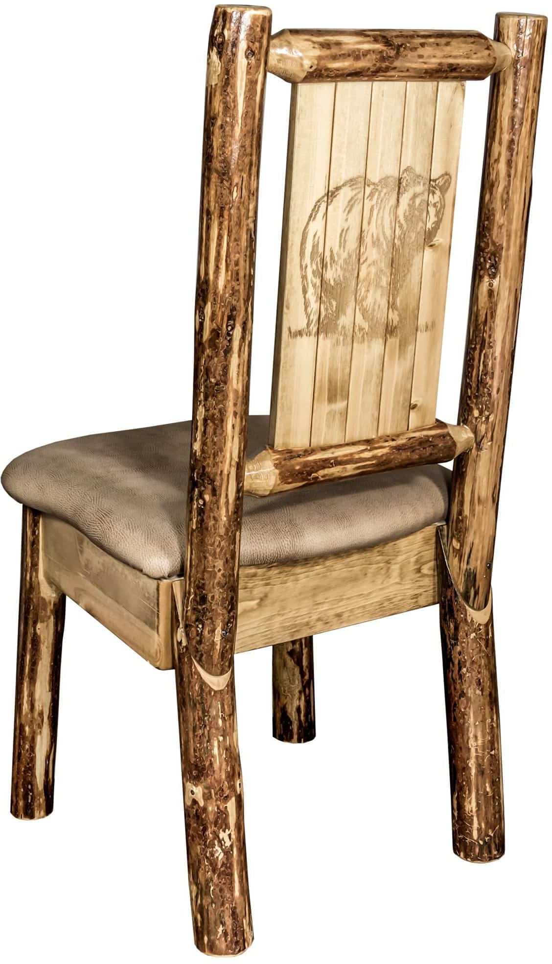 Montana Woodworks Glacier Country Collection Side Chair Buckskin Upholstery with Laser Engraved Design-Rustic Furniture Marketplace