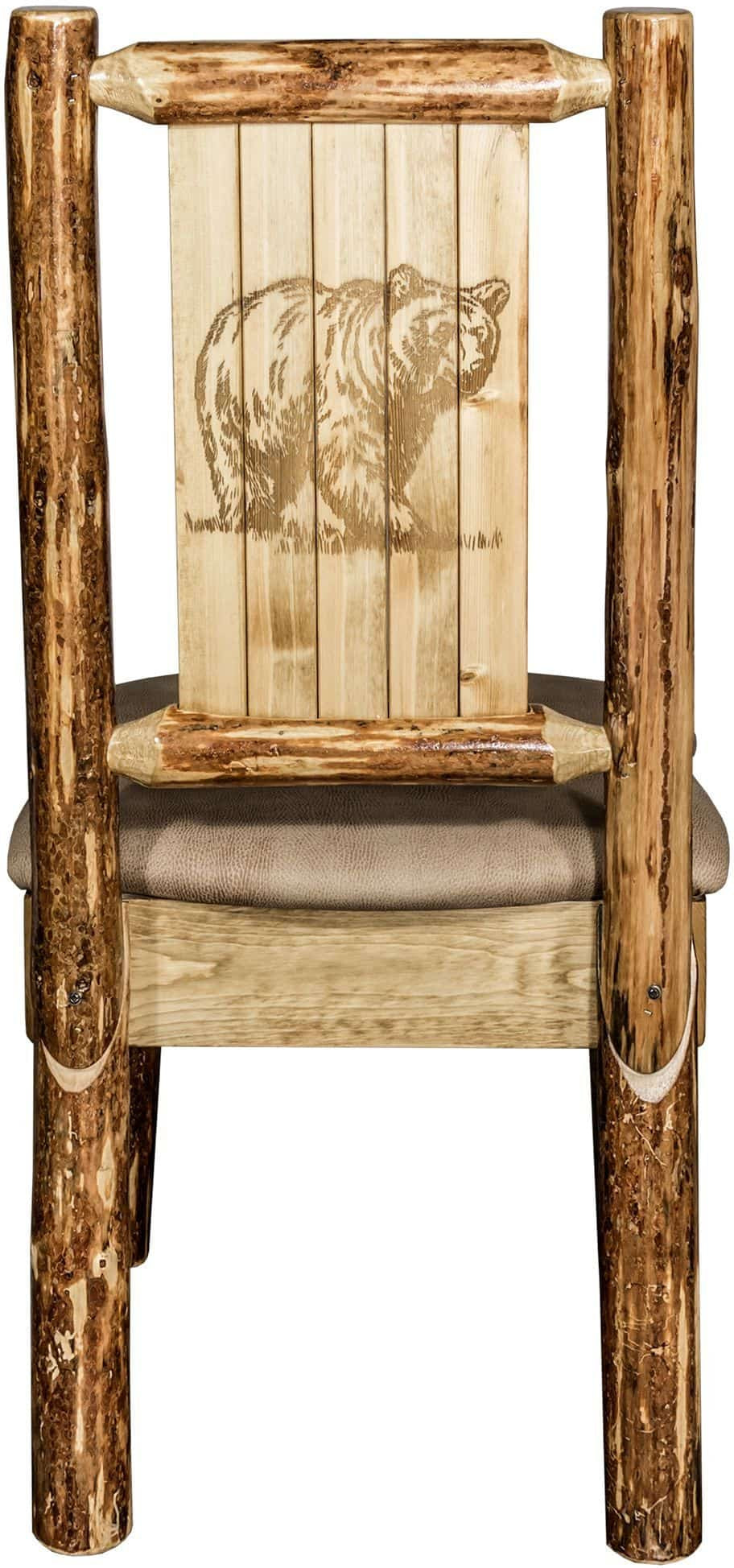 Montana Woodworks Glacier Country Collection Side Chair Buckskin Upholstery with Laser Engraved Design-Rustic Furniture Marketplace