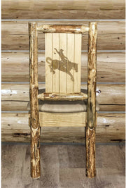 Montana Woodworks Glacier Country Collection Side Chair Buckskin Upholstery with Laser Engraved Design-Rustic Furniture Marketplace