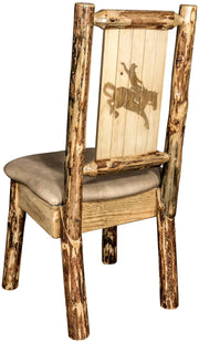 Montana Woodworks Glacier Country Collection Side Chair Buckskin Upholstery with Laser Engraved Design-Rustic Furniture Marketplace