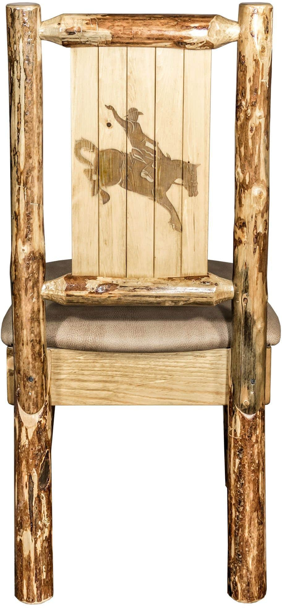 Montana Woodworks Glacier Country Collection Side Chair Buckskin Upholstery with Laser Engraved Design-Rustic Furniture Marketplace