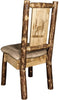 Montana Woodworks Glacier Country Collection Side Chair Buckskin Upholstery with Laser Engraved Design-Rustic Furniture Marketplace