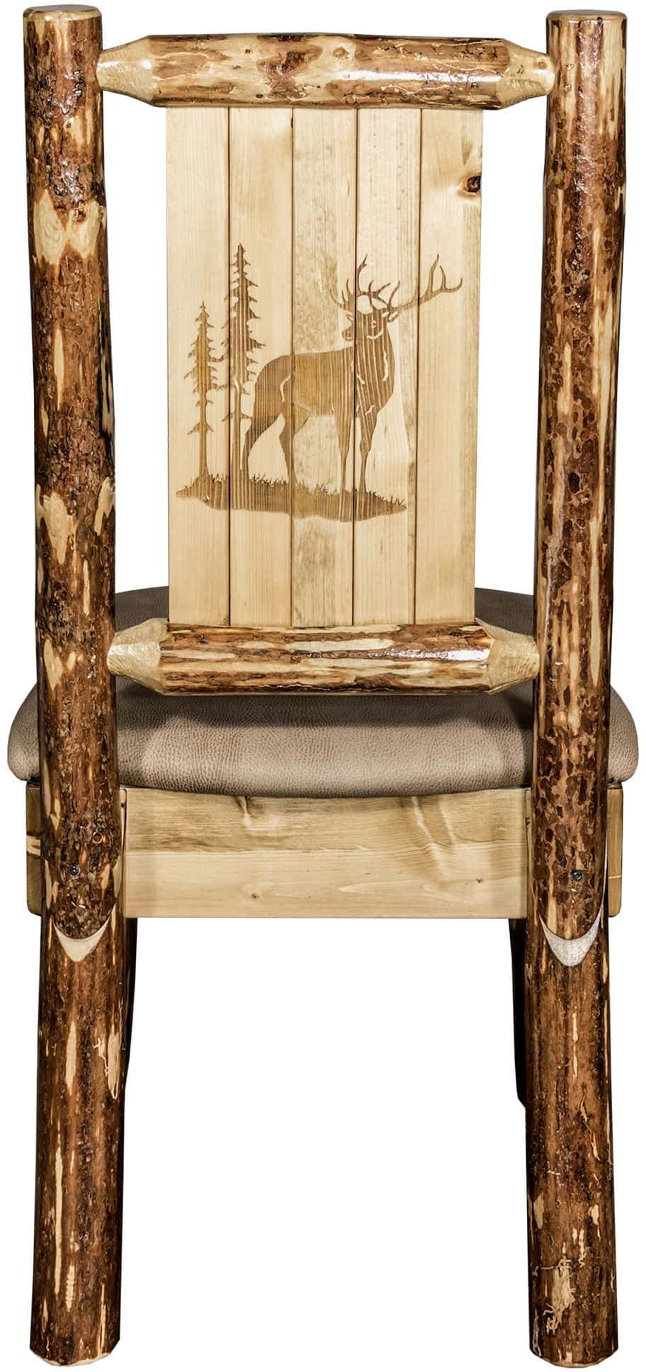 Montana Woodworks Glacier Country Collection Side Chair Buckskin Upholstery with Laser Engraved Design-Rustic Furniture Marketplace