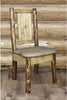Montana Woodworks Glacier Country Collection Side Chair Buckskin Upholstery with Laser Engraved Design-Rustic Furniture Marketplace