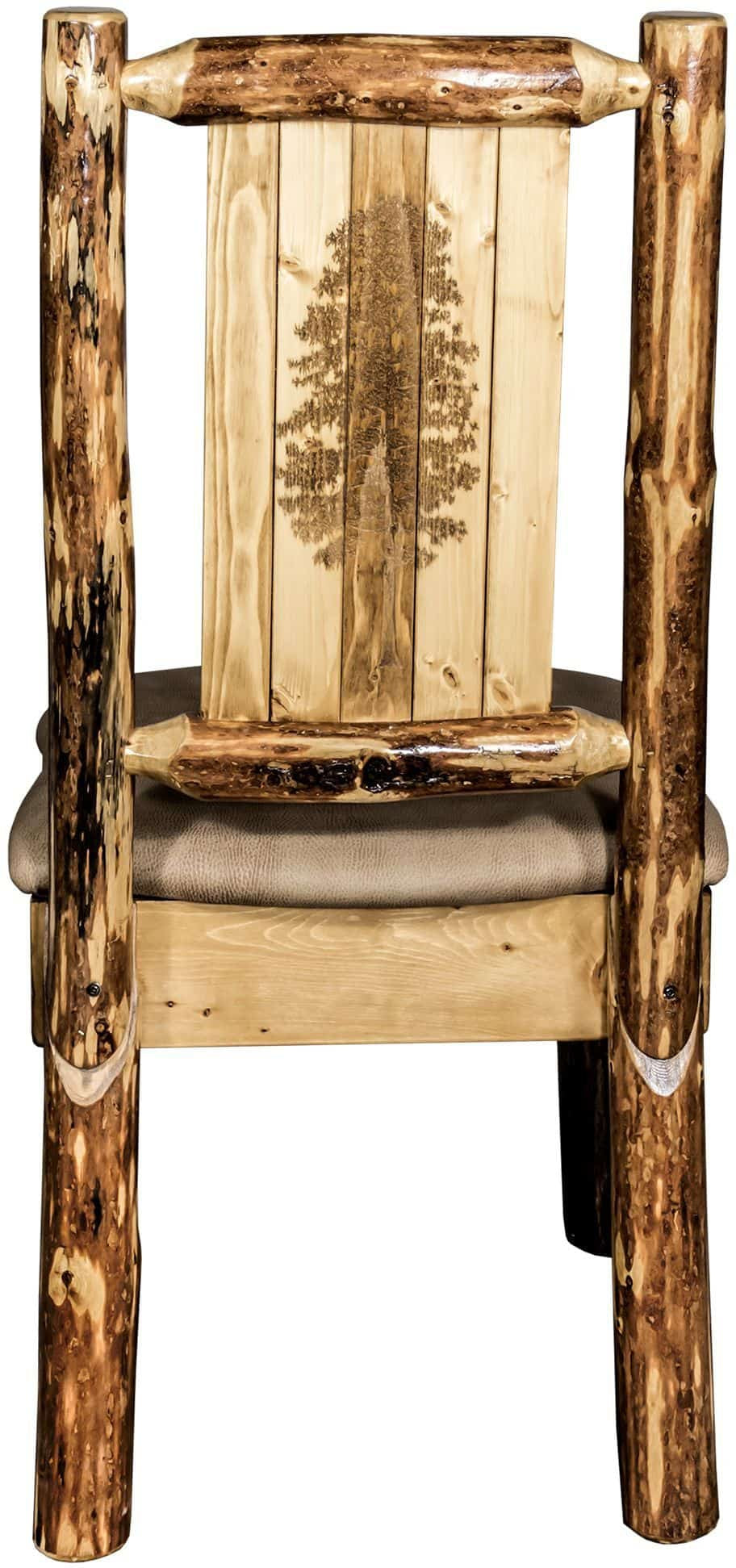 Montana Woodworks Glacier Country Collection Side Chair Buckskin Upholstery with Laser Engraved Design-Rustic Furniture Marketplace