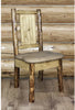 Montana Woodworks Glacier Country Collection Side Chair Buckskin Upholstery with Laser Engraved Design-Rustic Furniture Marketplace