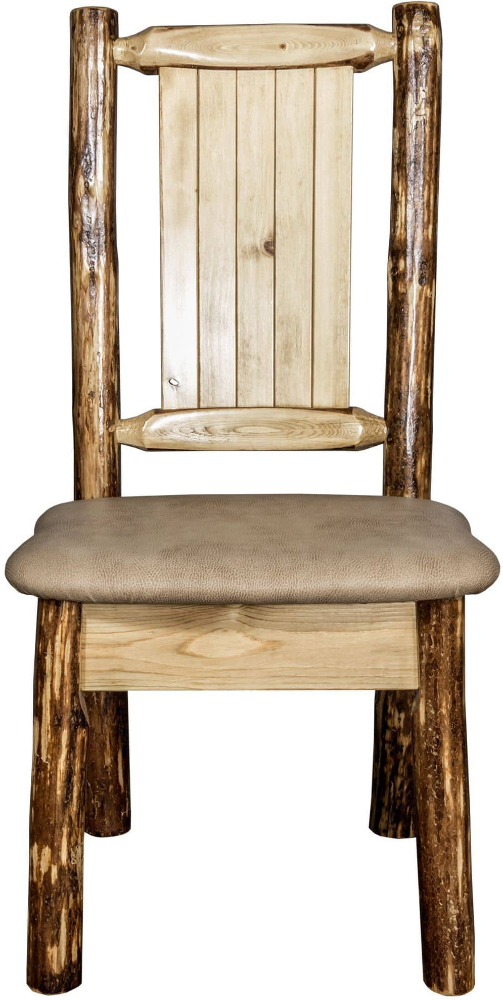 Montana Woodworks Glacier Country Collection Side Chair Buckskin Upholstery with Laser Engraved Design-Rustic Furniture Marketplace