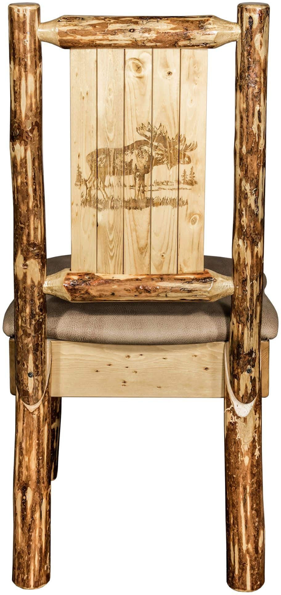 Montana Woodworks Glacier Country Collection Side Chair Buckskin Upholstery with Laser Engraved Design-Rustic Furniture Marketplace